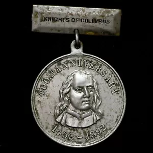 1492 - 1892 Discovery of America Knight of Columbus New Haven, CT Medaille 39 mm - Bild 1 von 2