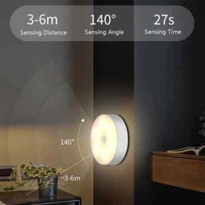 Intelligent LED Cabinet Light Human Body Induction Rechargeable Round LED Night - Picture 1 of 6