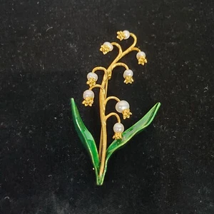 METROPOLITAN MUSEUM OF ART MMA FRESHWATER PEARLS LILY OF THE VALLEY BROOCH - Picture 1 of 6