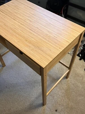 bamboo desk And Small Nightstand With Outlet - Image 1 of 4