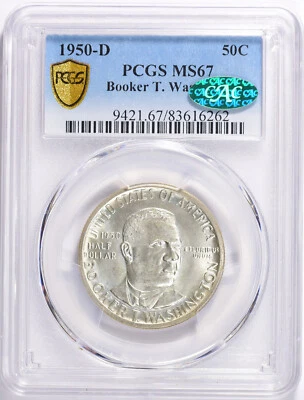 1950-D Booker T Washington Half MS-67 PCGS/CAC Certified - Blast White! - Image 1 of 4