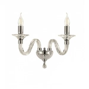Wall Light Classic With Glass And Crystal Clear/Chrome - Picture 1 of 1