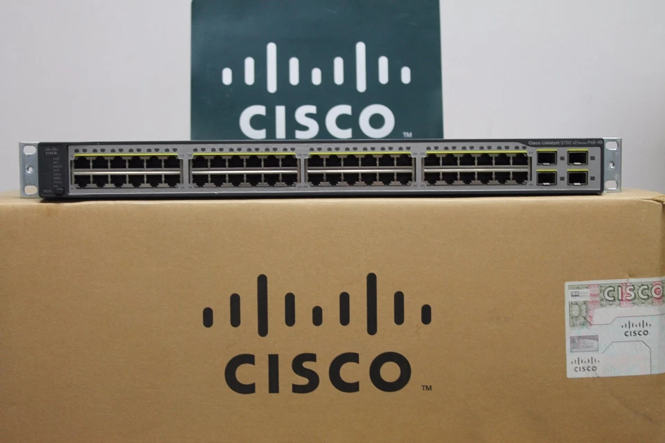 Cisco Catalyst WS-C3750V2-48PS-S 48-Port PoE Switch WS-C3750-48PS-S LATEST VER - Image 1 of 4