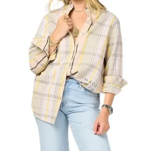 Kerri Rosenthal Cabin Plaid Mia Shirt Ruffle Collar Made With Love Detail L L2 - Picture 1 of 10