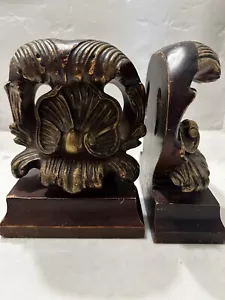 Vintage Buchstützen vergoldet verziert Harz Deko Blumen Muschel Design - Bild 1 von 10