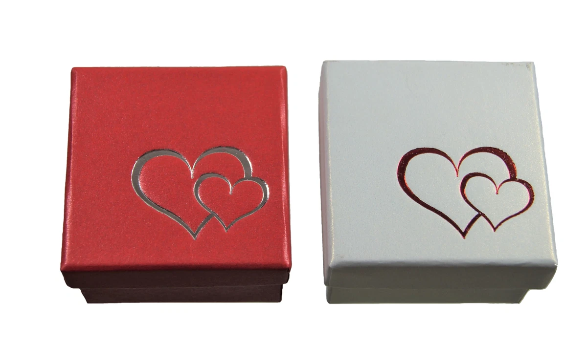 24 Kleine Schmuck-Geschenkboxen Mit Schleife – Karton-Boxen Für Ringe, Ohrringe, Ohrstecker In Rot