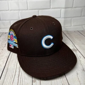 Chicago Cubs MLB Side Patch 7 7/8 59Fifty New Era Hat Fitted Cap Brown Men - Picture 1 of 7
