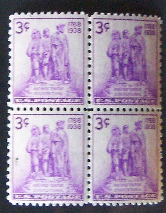 US 3¢ stamp SC #837, Northwest Territory, Colonization MNH 1938 block of 4. - Image 1 of 1