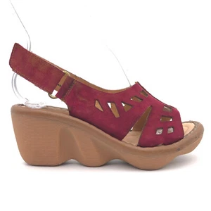 Earth Stargaze Magenta Suede Cutout Slingback Wedge Sandals Womens 6 B - Picture 1 of 9