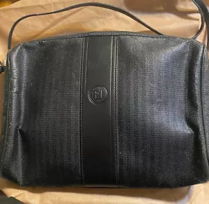 Authentic Fendi Vintage Black Canvas Striped Messenger Crossbody Bag - Picture 1 of 13