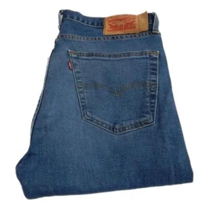 Levi 501 Straight Jeans Regular Blue Waist 34 Leg 32 W34 L32 Button Fly (Q6831) - Picture 1 of 9