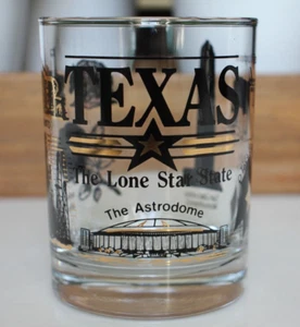 Vintage Cocktailglas Texas Souvenir Lone Star State Astrodome Whiskey Rocks - Bild 1 von 8