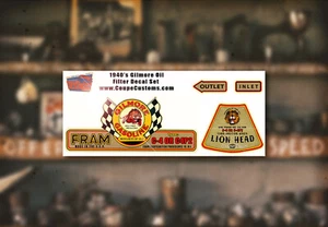 Gilmore Fram Oil Filter Decal Sticker hot rod Flathead Ford V8 Deuce 1932 Gas - Bild 1 von 2