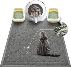 47 X 36 Cat Litter Mat Jumbo Kitty Trapping Mess Box Pad Waterproof Gray - Picture 1 of 3