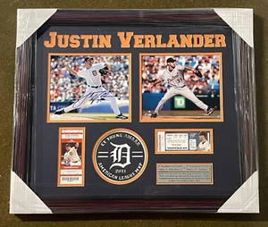 Vitrina fotográfica firmada por Justin Verlander enmarcada de los Tigres de Detroit certificado de autenticidad JSA - Imagen 1 de 6