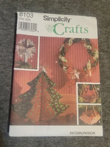 Simplicity 8103 Christmas Wreath Tree Skirt Star Ornaments Cardinal Star UNCUT - Picture 1 of 10