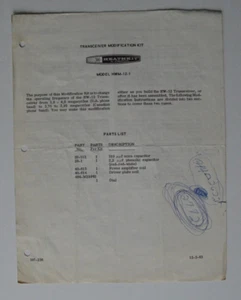 HEATHKIT Transceiver Modification kit model HWM-12-1 1963 Operating Insstruction - Photo 1 sur 1