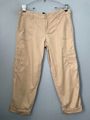 Calvin Klein Size 10 Khaki Tan Roll Tab Cropped Cargo Pants Y2K Gorpcore Utility - Image 1 of 4