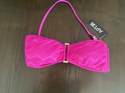 NOVO Maiô Feminino Apt 9 Biquíni Top Tamanho Médio Rosa Quente Ilhós - Imagem 1 de 4