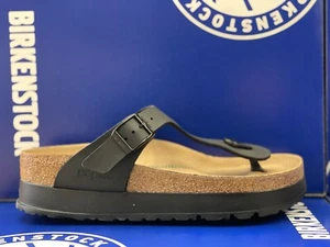 Birkenstock Gizeh Birko Flor Vegan Black Women Platform Sandal Regular 1027367 - Picture 1 of 5