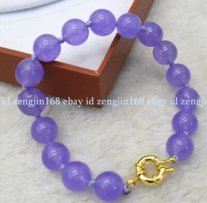 Natural 10mm Purple Alexandrite Round Gemstone Beads Bracelet 7.5" AAA+ - Picture 1 of 12