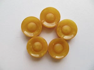 1940s Vintage Sm Mottled Yellow Bakelite Dress Craft Collectible Buttons-18mm - Picture 1 of 4