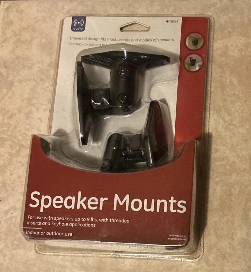 GE Speaker Mounts Universal Home Theater Weather Resistant - Pair - Black 70567 - Image 1 of 1
