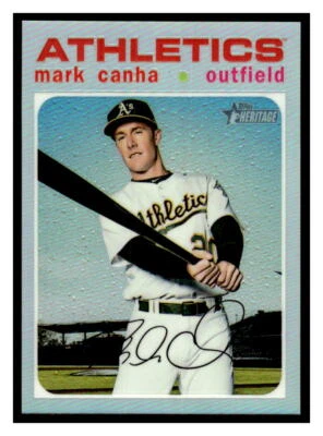 2020 Topps Heritage #THC-60 Mark Canha Chrome Exclusives Refractor #/571 - Image 1 of 2