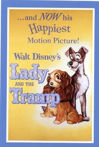 Lady and the Tramp, aus einem Filmplakat, 1962 Wiederveröffentlichung --POSTKARTE - Bild 1 von 2