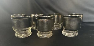Vintage MCM Dorothy Thorpe Silver Band Fade Lowball Whiskey Glass 1960’s Set/7 - Picture 1 of 6