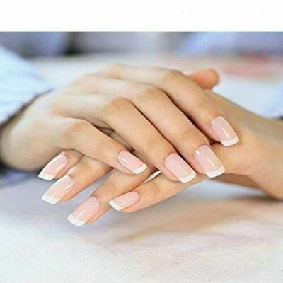 🔥24x Press on False Nails Polished Painted French Manicure Style Kit Beauty Set - Image 1 of 4