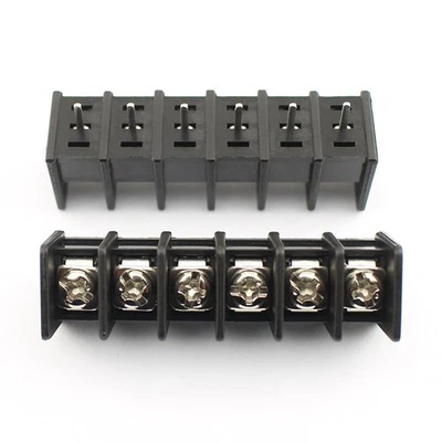 1Pcs New Black 7.62mm Pitch 6 Pin Barrier Terminal Block Connector 300V 20A - Image 1 of 4