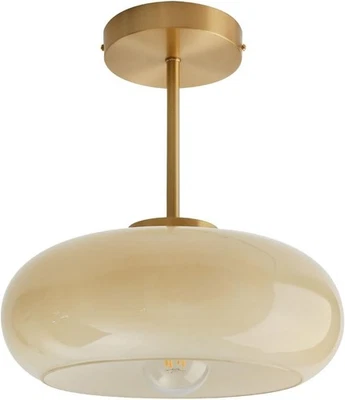 Lámpara de techo moderna de mediados de siglo con amarillo leche Foto 1 de 4