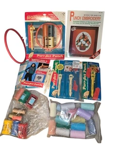 Purr-fect Punch Embroidery Books, Needles, Thread & More.. Huge Vintage Lot - Picture 1 of 12
