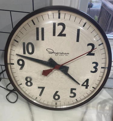 Vintage Simplex School Wall Clock large 14" Works Old School - Image 1 of 4