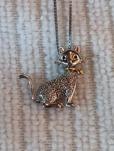 Alwand Vahan Sterling Silver 14K Yellow Gold Diamond CAT Pendant  - Picture 1 of 7