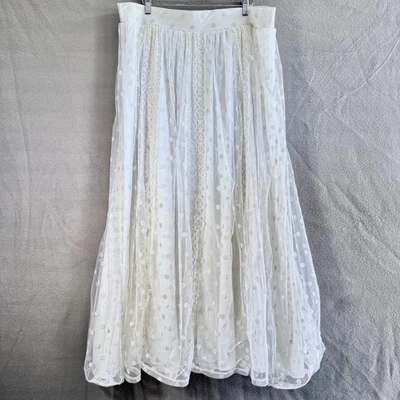 Maxi Falda Tórrida Talla 1 Lunares Encaje Pull On Romántica Boho Chic Femenina Foto 1 de 4