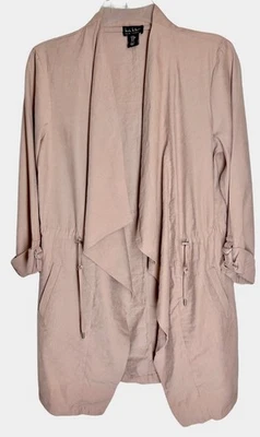Nicole Miller Open Drape Jacket Size Medium M Dusty Rose Pink Long Mid Length - Image 1 of 4
