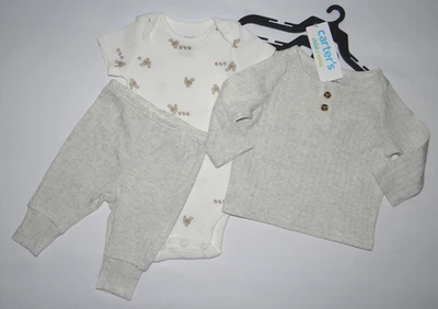 Ropa de bebé niño, prematuro, Carter's Child of Mine Henley top, body, pantalones Foto 1 de 4