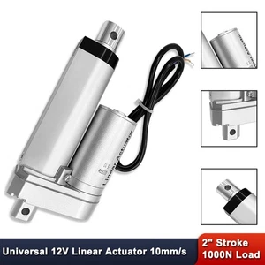 2" Stroke Linear Actuator 225lbs (1000N) Load Capacity 10mm/s 12V Silver - Picture 1 of 8