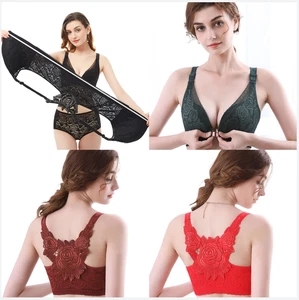 Damen Frontverschluss BH Push Up Bralette Rose Beauty Rücken Intim CDE Schalen BH - Bild 1 von 19