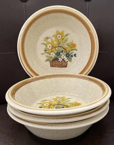 Set of 4 Mikasa Stone Manor Garden Bouquet F5815 Soup/Pasta/Cereal Bowls 7 1/4”  - Picture 1 of 9