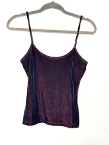 Camisola de terciopelo marca Express World para mujer pequeña correa de espagueti borgoña Y2K - Imagen 1 de 9