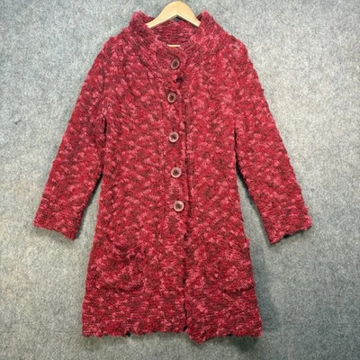 Sahara Cardigan Jacket Womens S/M Wool Blend Red Long Sleeve High Neck Boho - Image 1 of 4