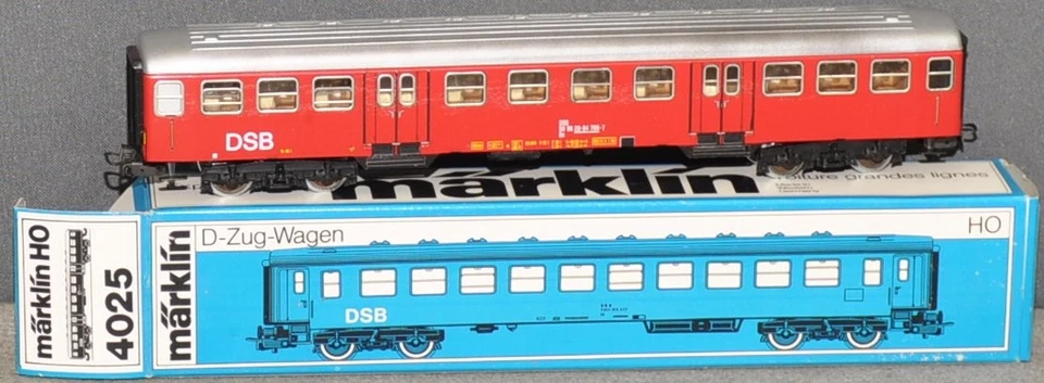 Märklin 4025 .2 dänischer Nahverkehrswagen   rot   DSB  guter Zustand  OVP b  H0 - Bild 1 von 1