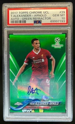 2017 Topps Chrome UEFA Trent Alexander-Arnold Auto Green Refractor #53/99 PSA 10 Foto 1 de 2