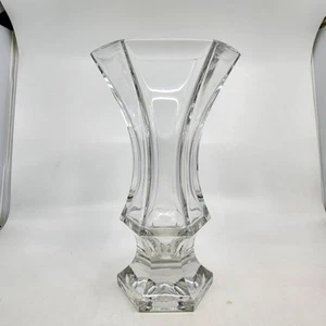 Gorham Lead Crystal Vase 11” Faceted Hourglass Hex Base Elegant Clear Glass - Picture 1 of 17