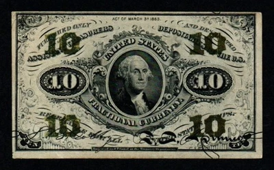 1864-69 BEAUTIFUL AU+ 3rd Issue Washington 10c U.S. Fractional Currency! - Image 1 of 2
