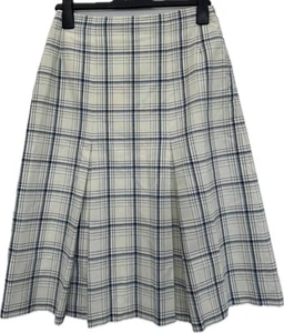 Vintage DAKS Cream Blue Checked Skirt Approx Size 8 10 - Picture 1 of 13