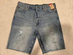 LEVI'S 469 Loose Fit Raw Hem Light Blue Denim Shorts Men's Size 42 NWT - Picture 1 of 11